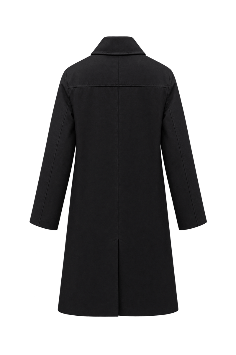 1990s Dark Brown Cotton-Blend Twill Coat - Back View