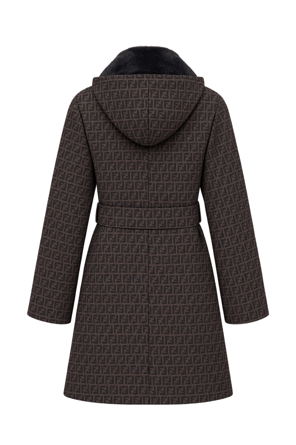 1990s Dark Brown Woven Fabric Coat - Back View