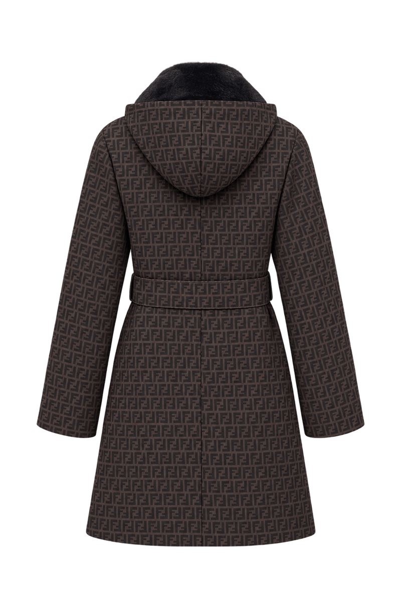 1990s Dark Brown Woven Fabric Coat - Back View
