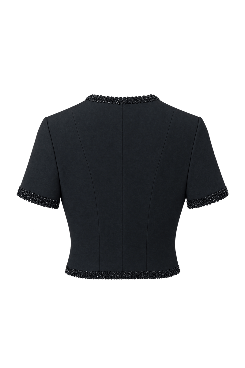 1990s Black Woven Fabric Jacket - Back View