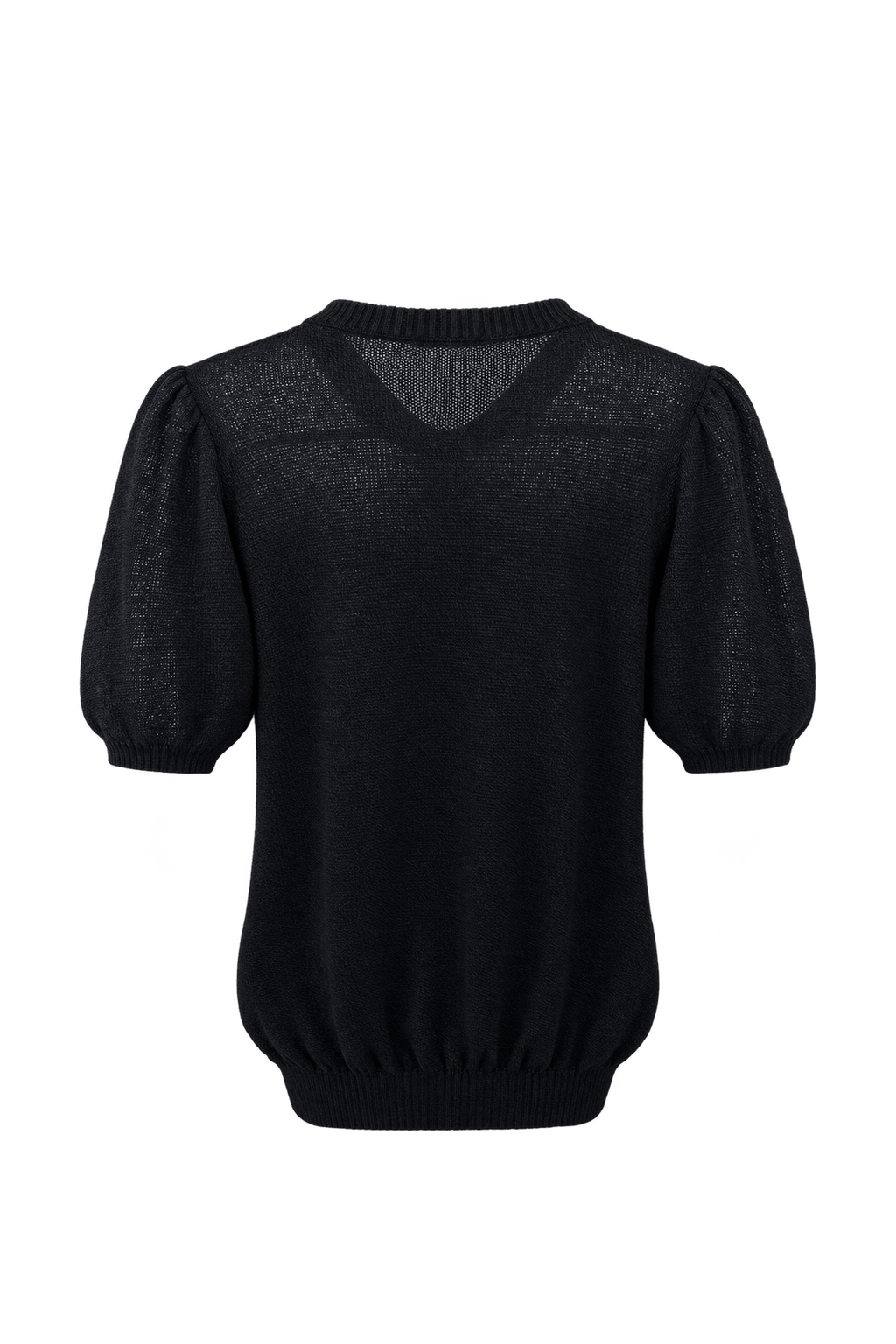 1990s Black Fine Knit Cardigan - Back View