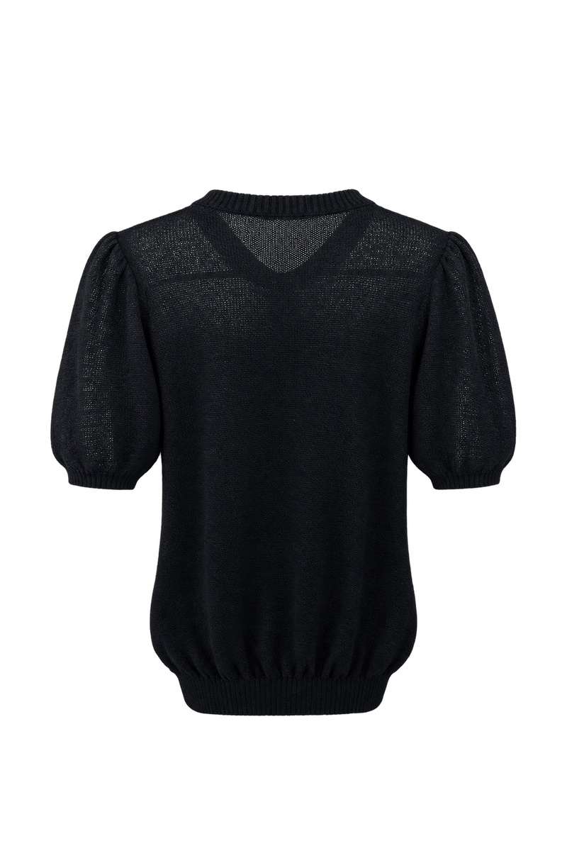 1990s Black Fine Knit Cardigan - Back View