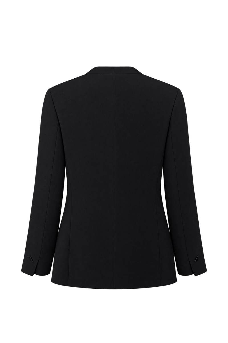1980s Black Woven Fabric Women's Jacket - Back View