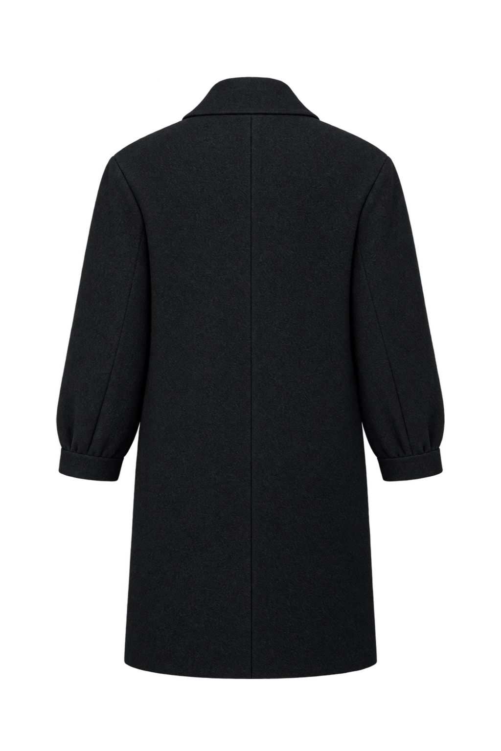 1980s Black Wool Blend Coat - Back View