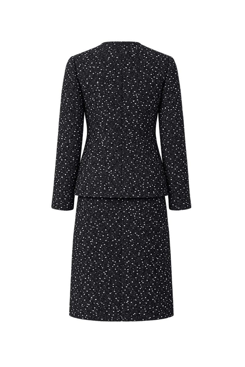 1980s Black & White Woven Dress and Jacket Set - Back View