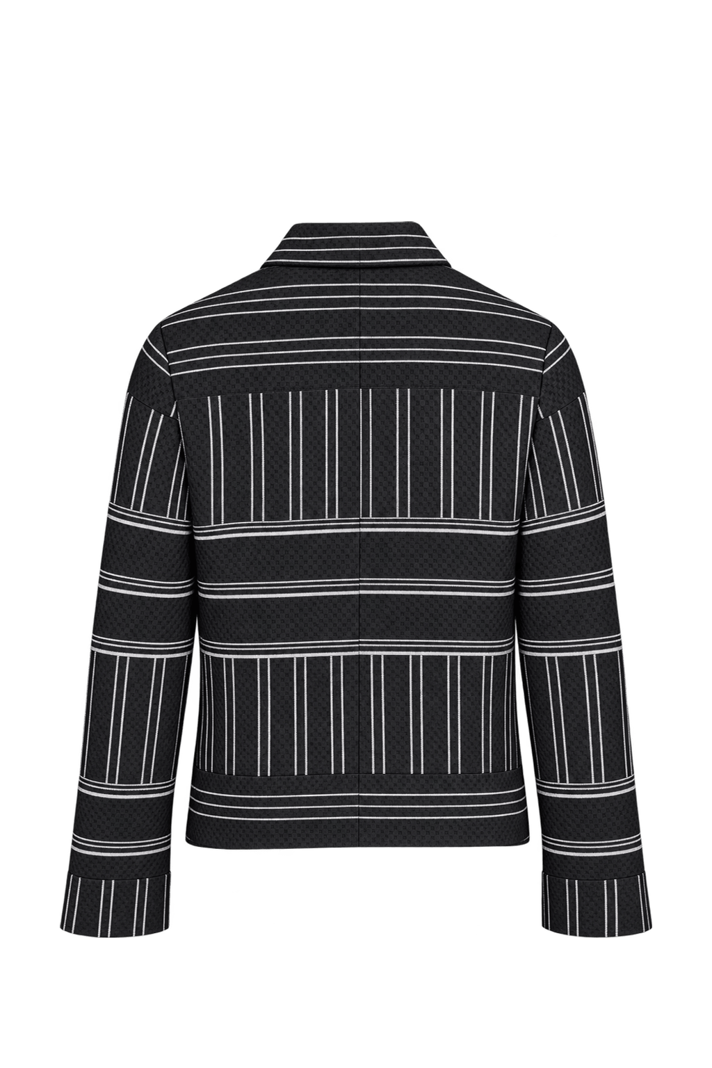 1990s Black Woven Fabric Jacket - Back View