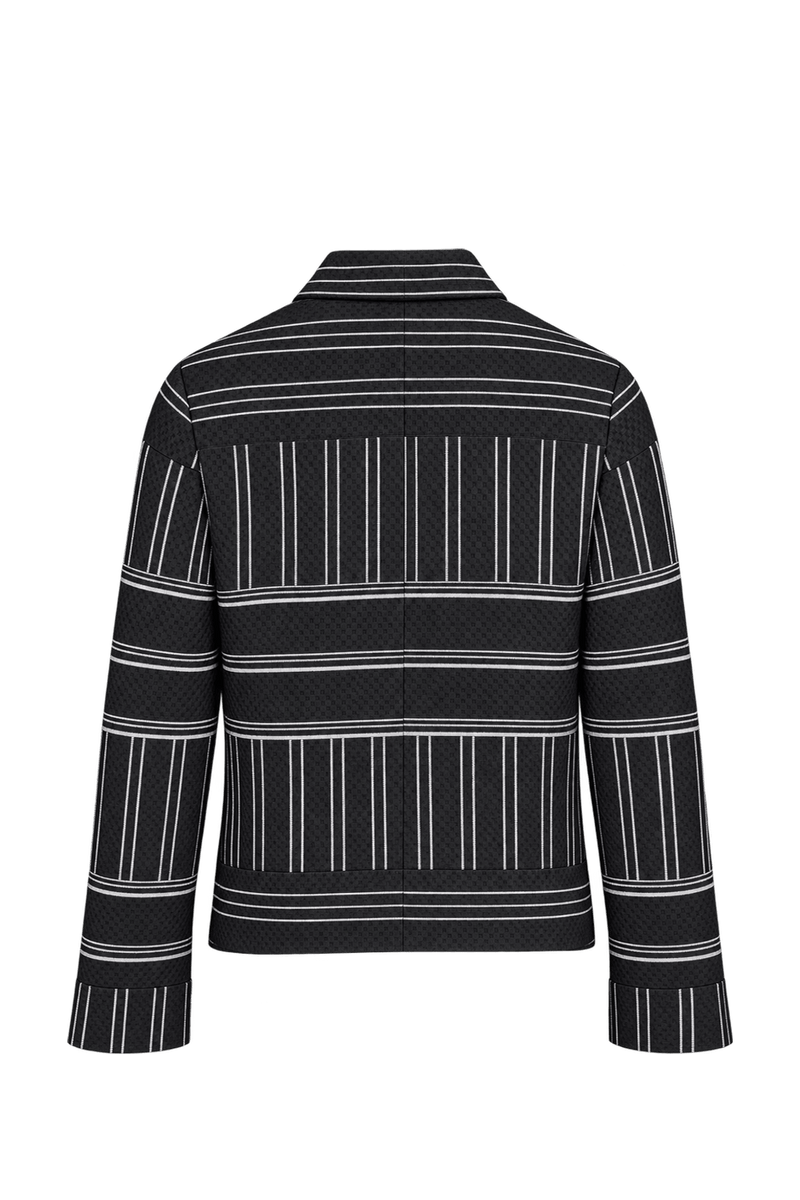 1990s Black Woven Fabric Jacket - Back View