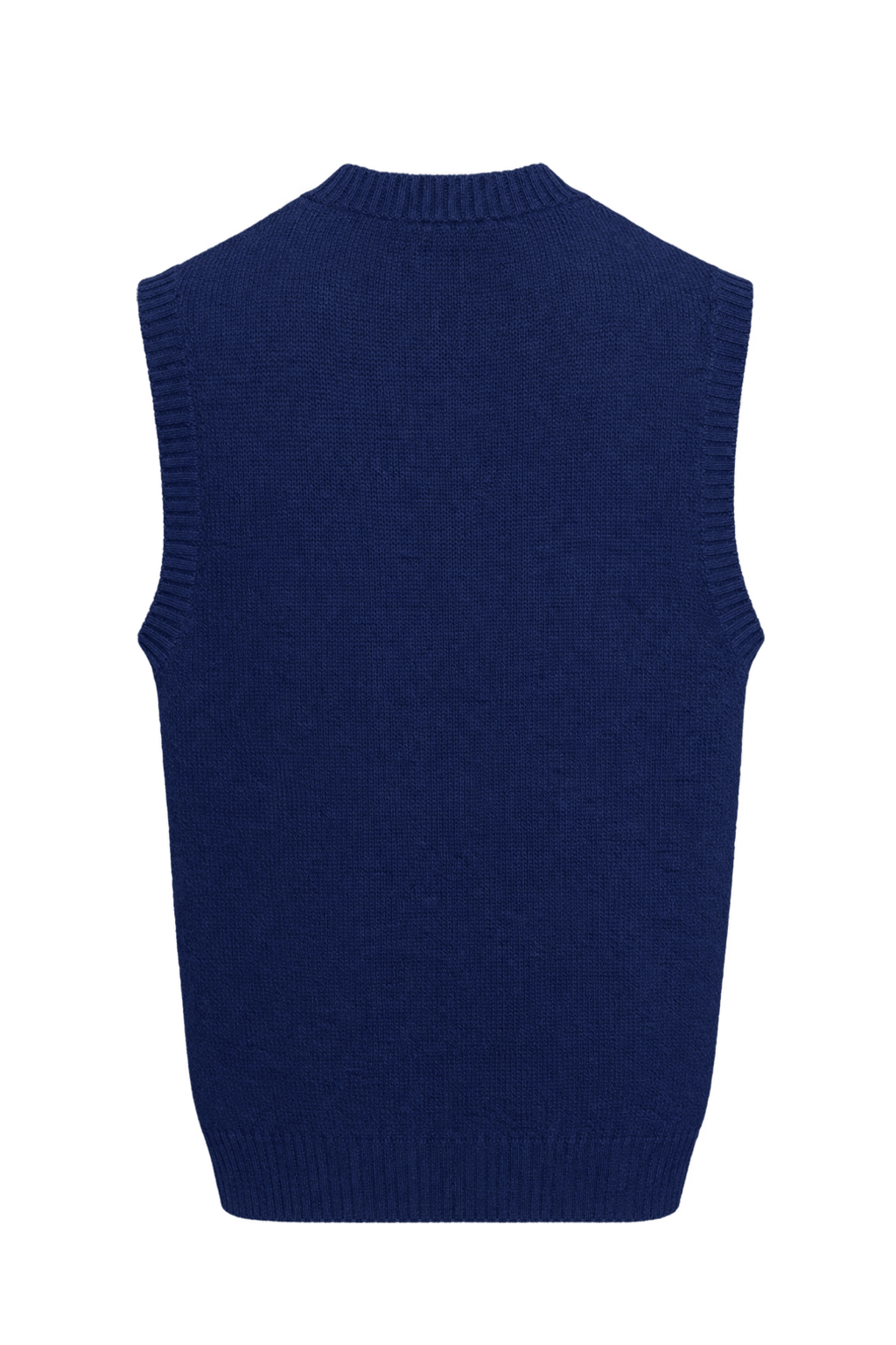 1980s Navy Blue Knit Vest - Back View