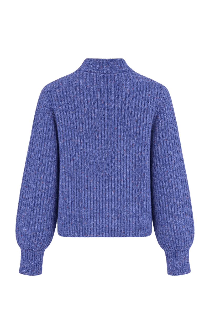 1990s Periwinkle Blue Knitted Yarn Cardigan - Back View