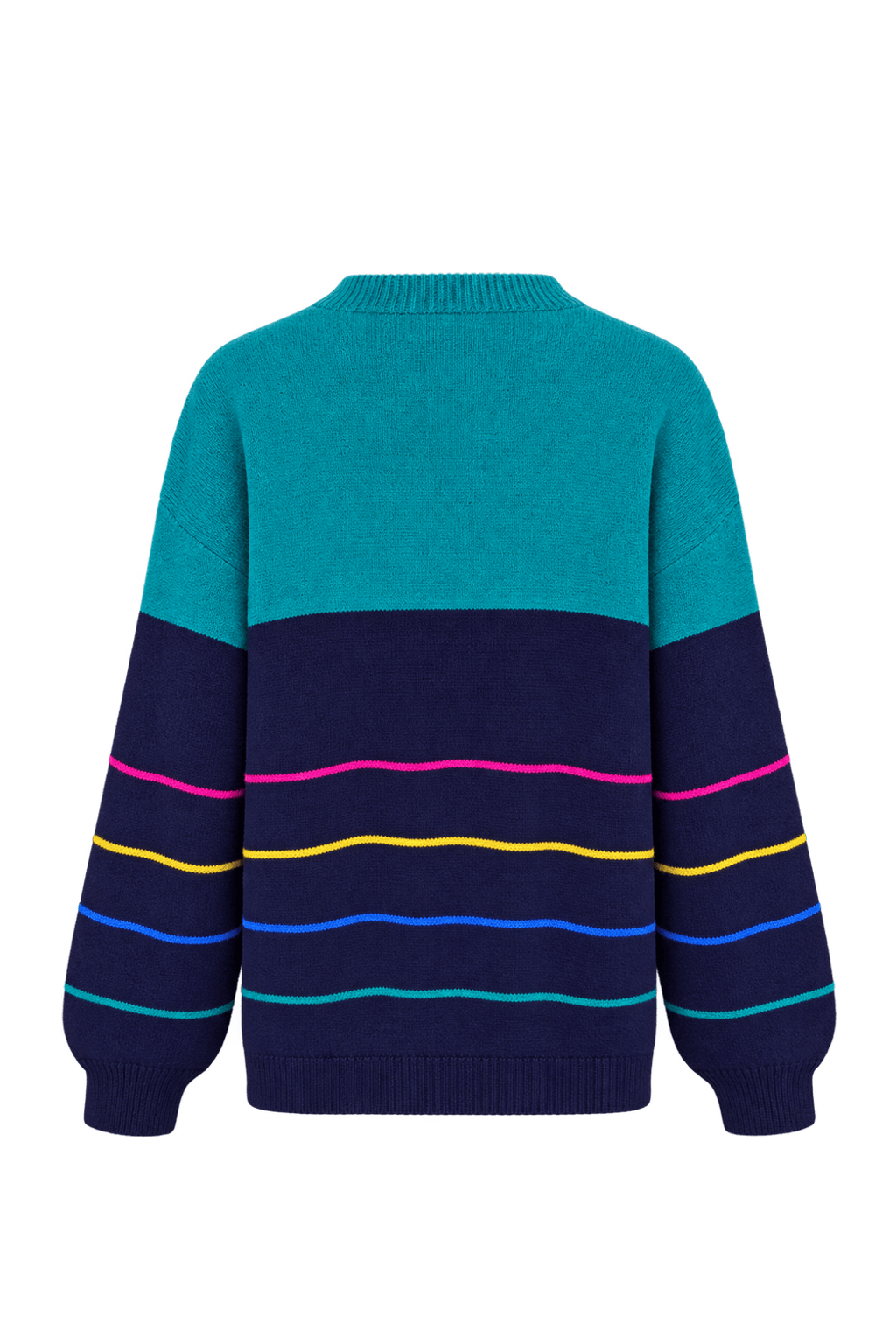 1980s Navy Blue Knitted Yarn Sweater - Back View