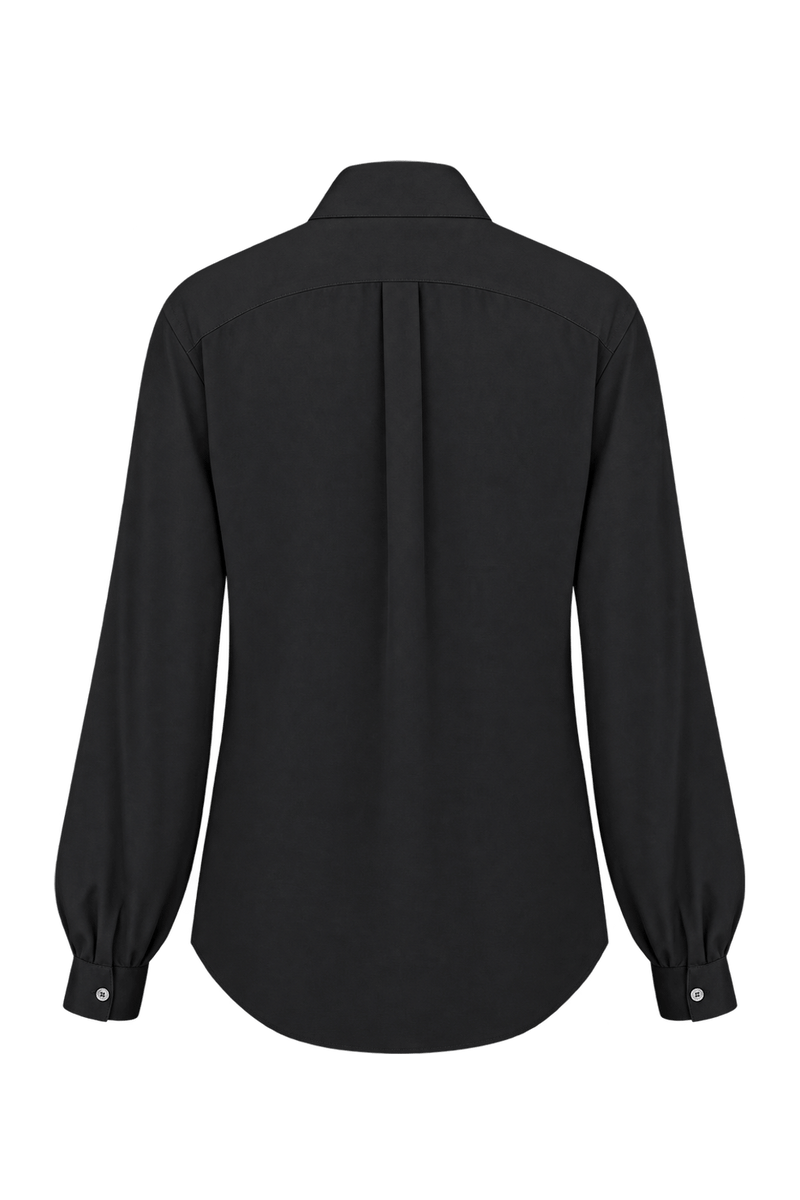 1970s Black Unverified Lightweight Woven Blouse - Back View