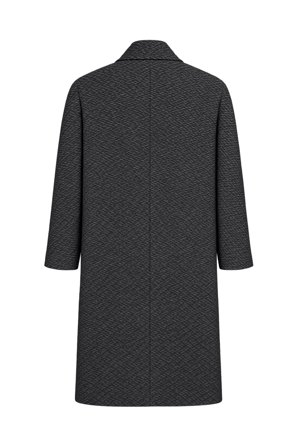 1980s Charcoal Black Woven Coat - Back View
