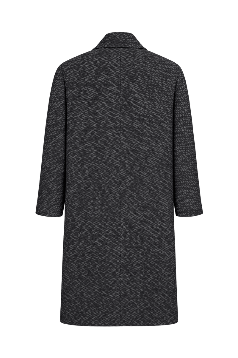 1980s Charcoal Black Woven Coat - Back View