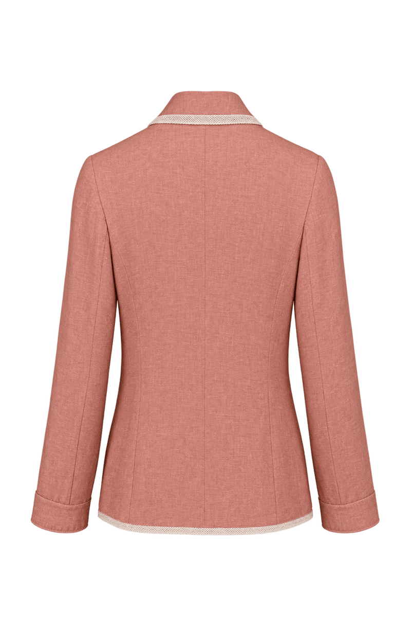 1990s Dusty Salmon Pink Linen Blazer - Back View
