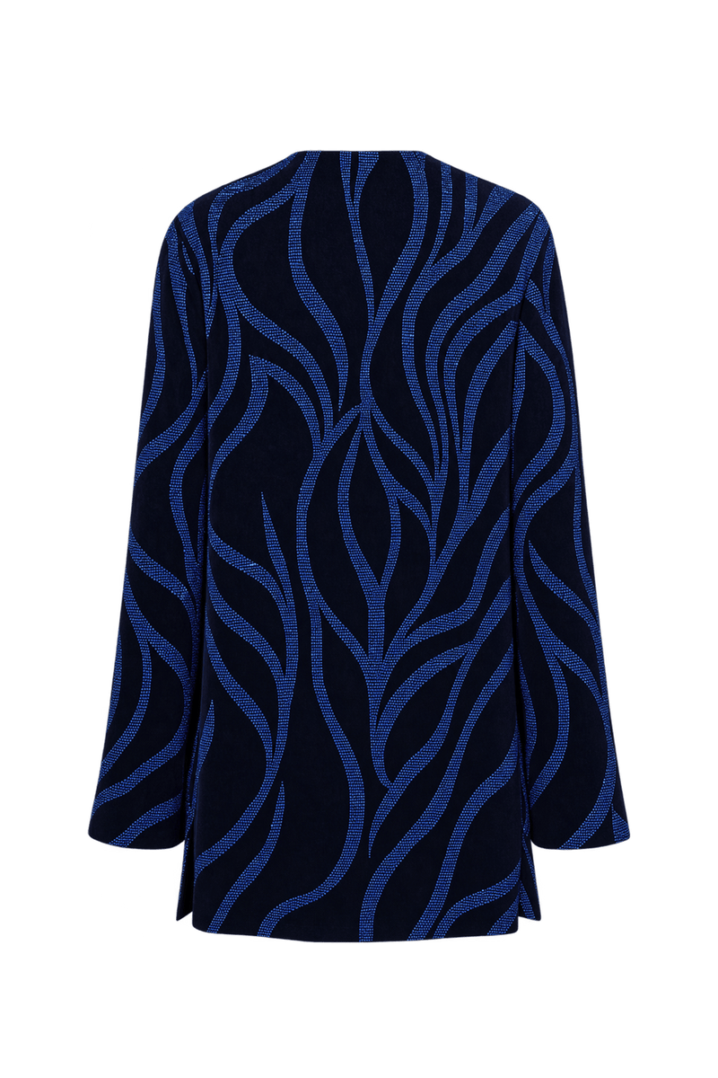 1980s Deep Navy Blue Velvet Jacket - Back View