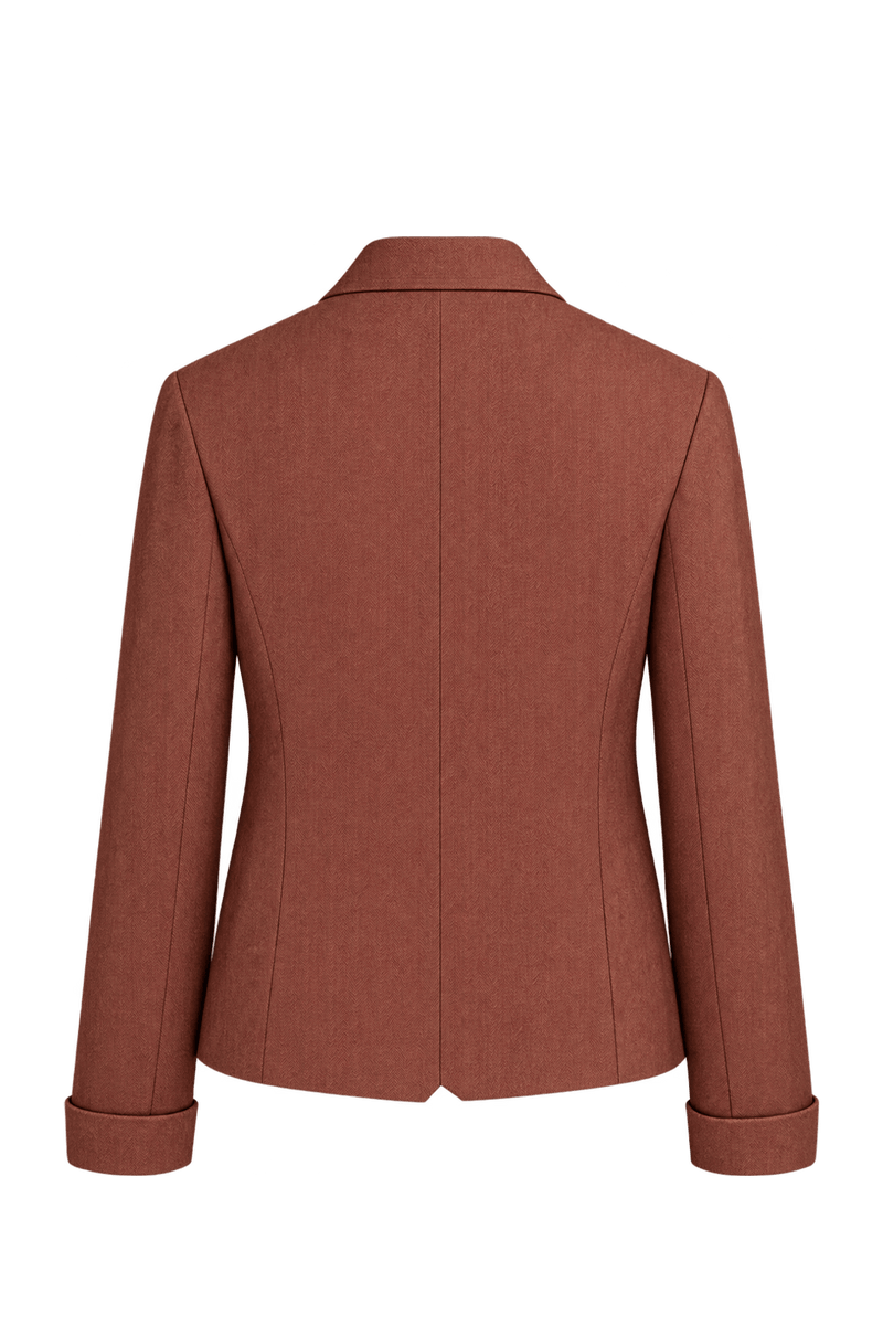 1990s Coppery Rust Brown Unverified Woven Fabric Jacket - Back View