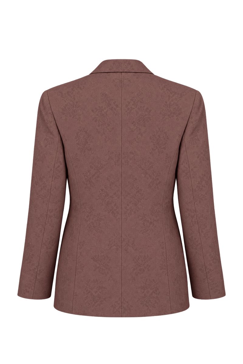 1990s Muted Mauve Brown Woven Blazer - Back View