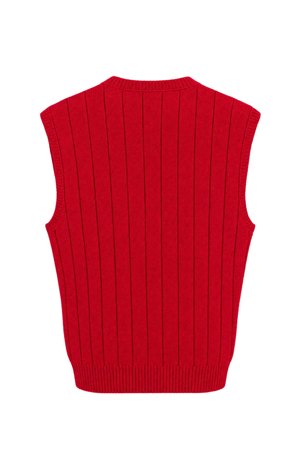 1980s Bright Crimson Red Knitted Vest - Back View