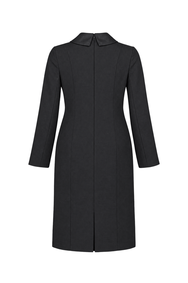1990s Black Woven Dress - Back View