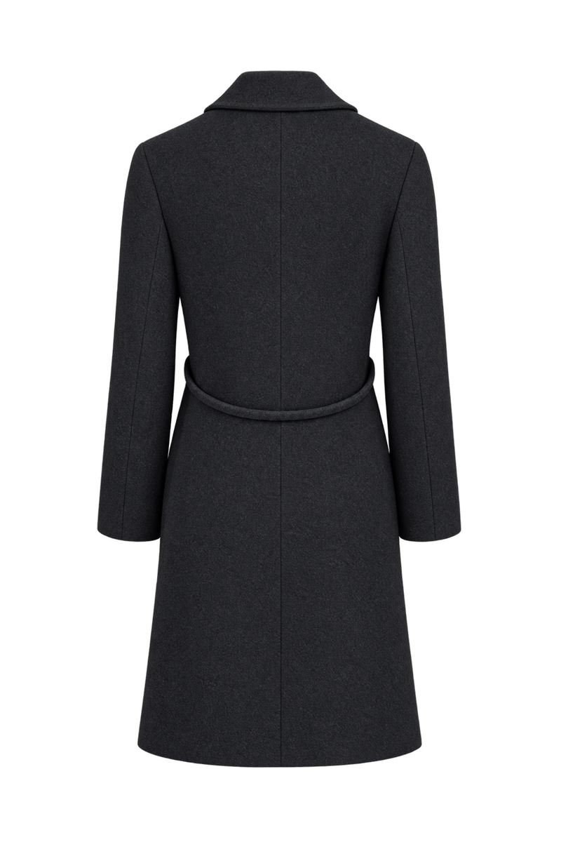 1990s Black Wool Blend Coat - Back View