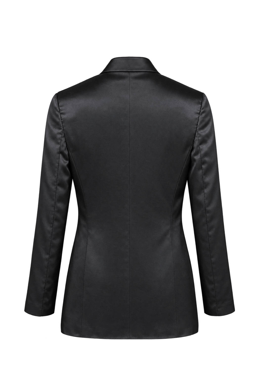 1990s Dark Charcoal Gray Satin Blazer - Back View