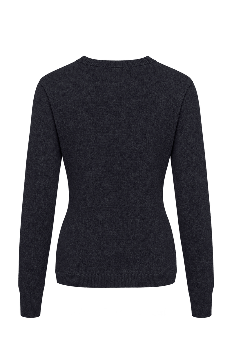 1970s Dark Charcoal Navy Knitted Yarn Sweater - Back View