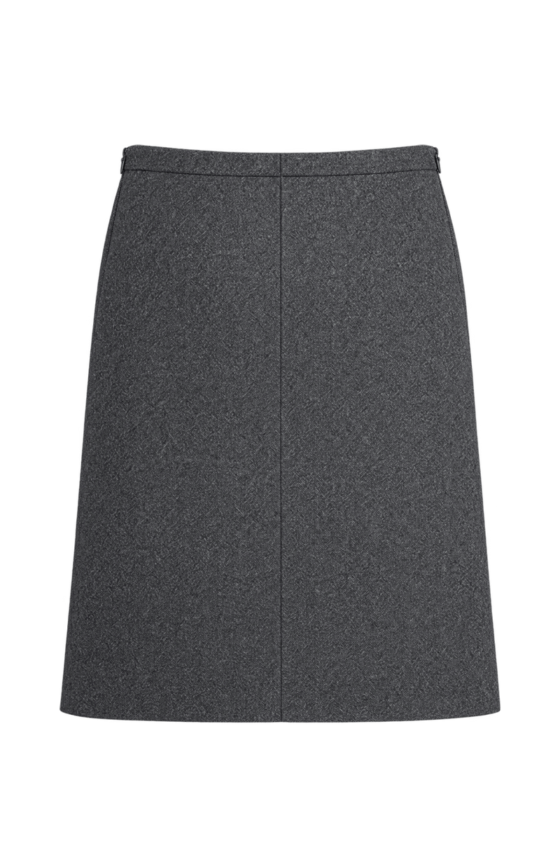 1960s Charcoal Gray Wool Blend Skirt - Back View