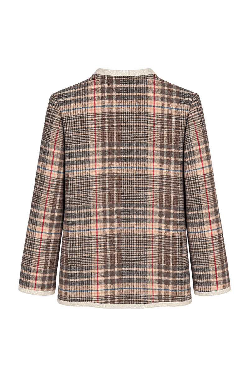 1980s Brown and Cream Woven Tweed Jacket - Back View