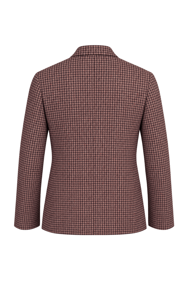 1970s Mottled Burgundy Brown Woven Wool Blazer - Back View