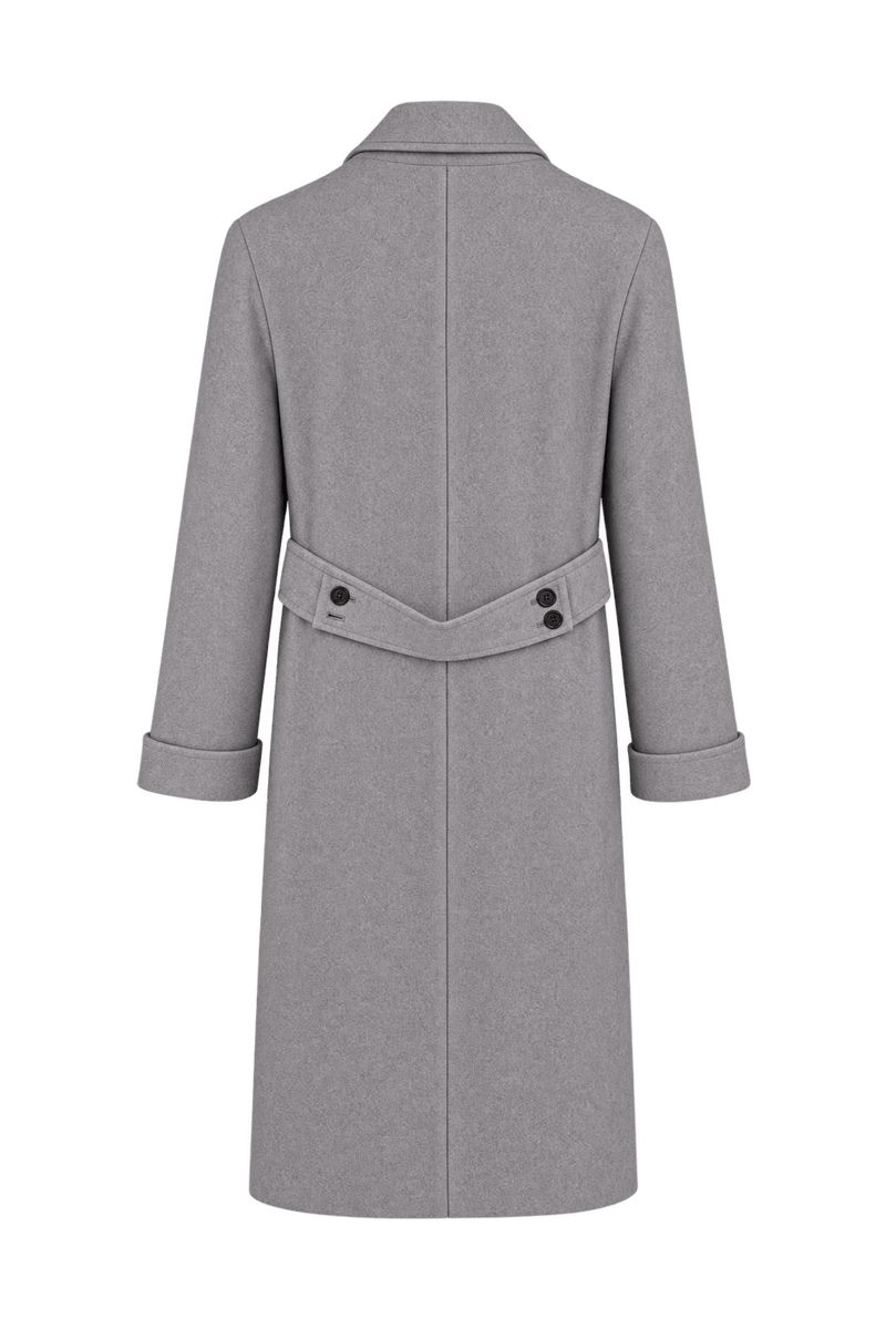 1980s Pale Lavender-Gray Wool Coat - Back View