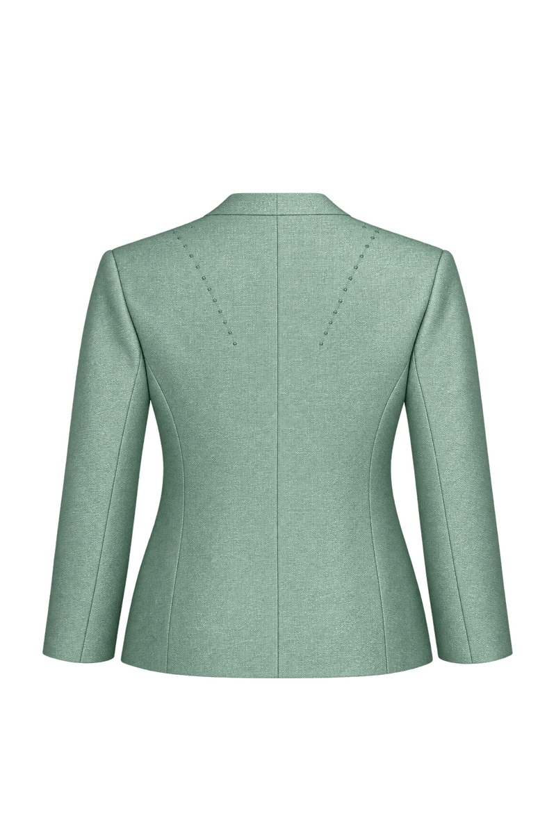 1980s Pale Mint Green Textured Jacket - Back View