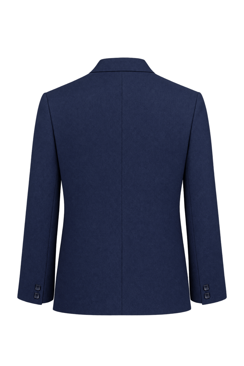 1980s Dark Navy Blue Woven Blazer - Back View