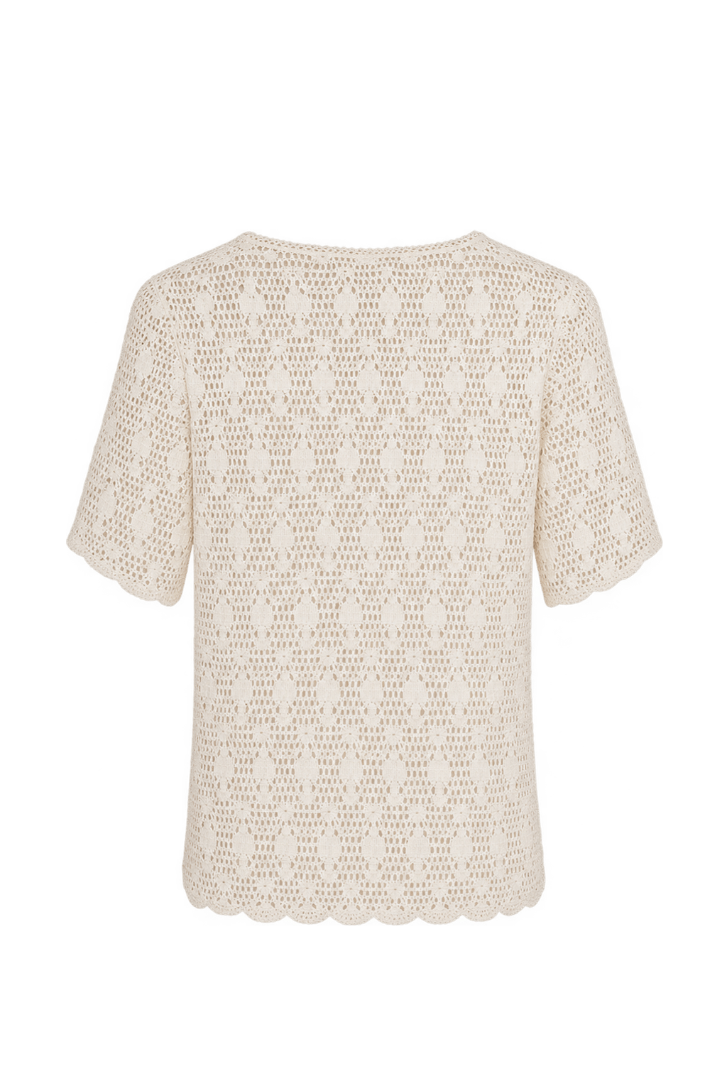 1970s Warm Ivory Crocheted Blouse - Back View