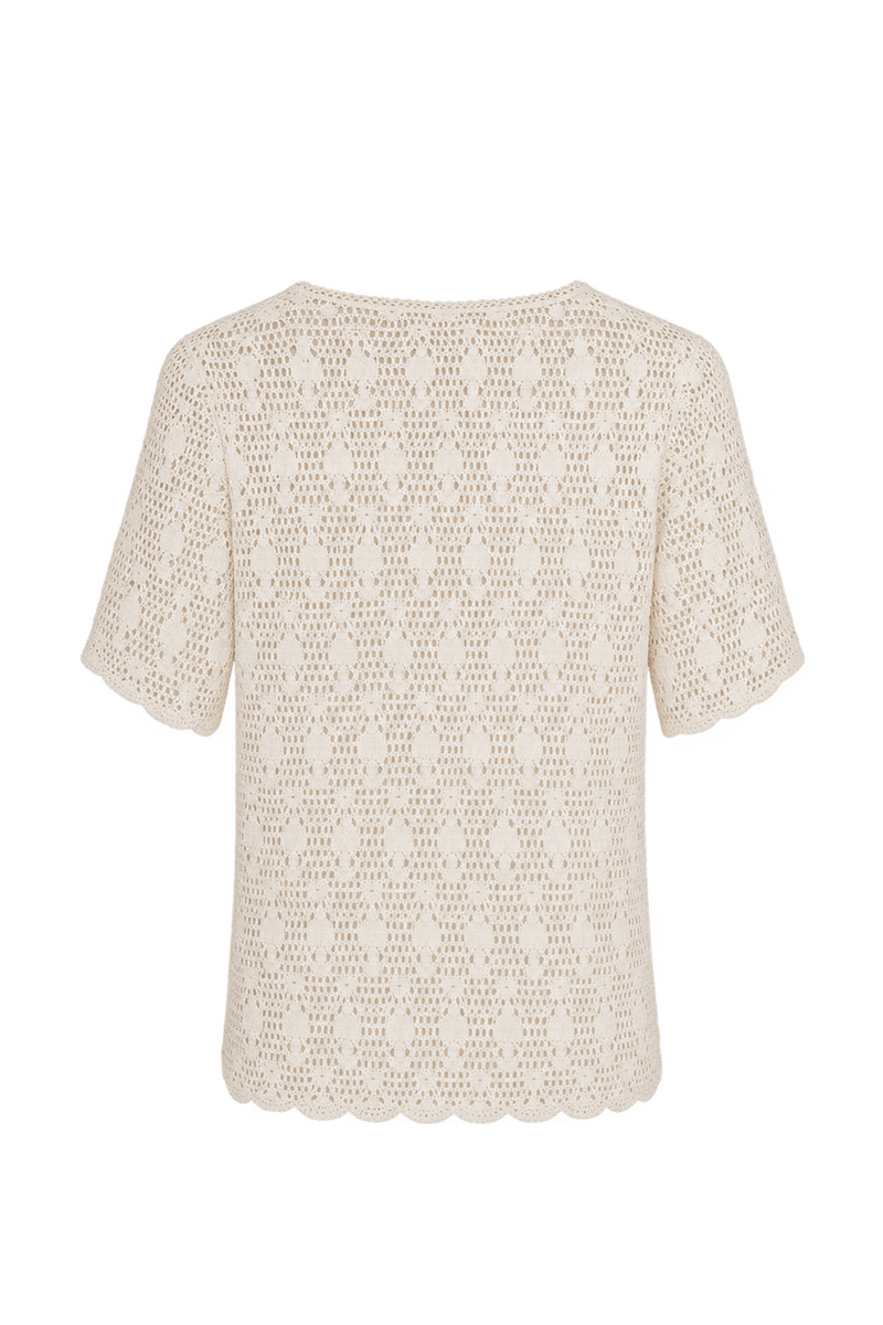 1970s Warm Ivory Crocheted Blouse - Back View