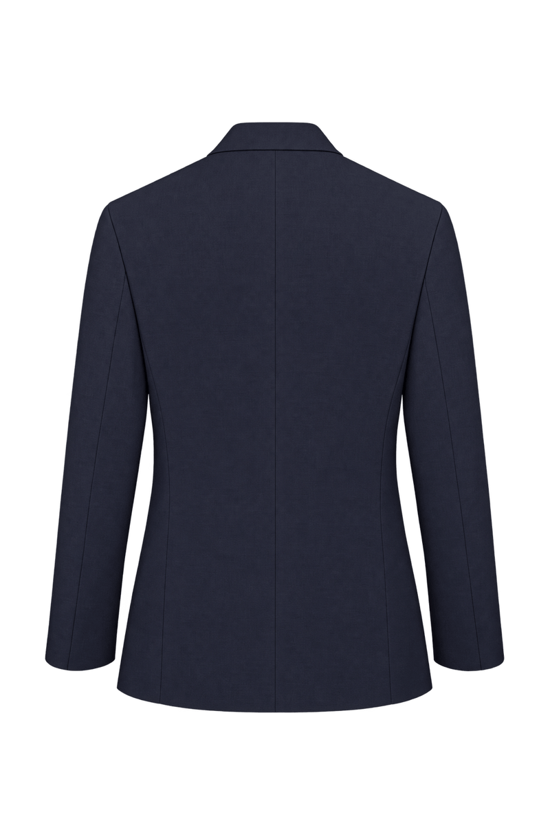 1980s Dark Navy Blue Woven Blazer - Back View