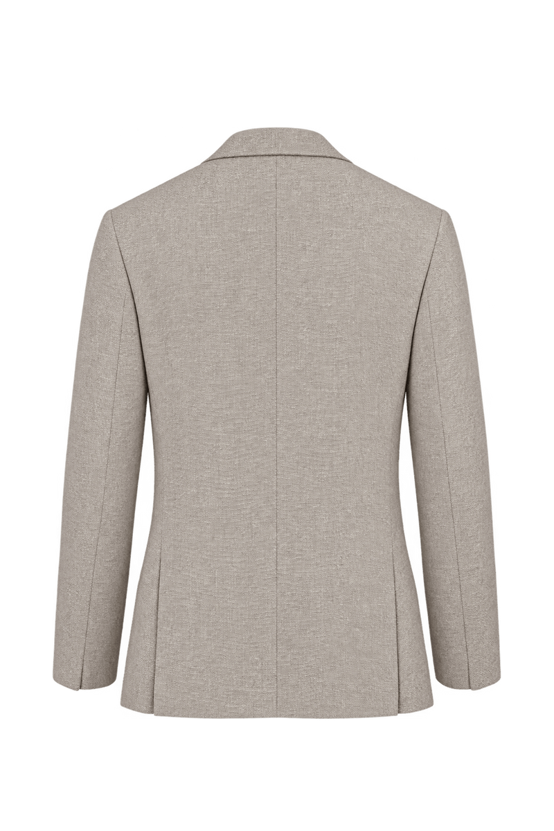 1980s Light Beige Woven Fabric Blazer - Back View
