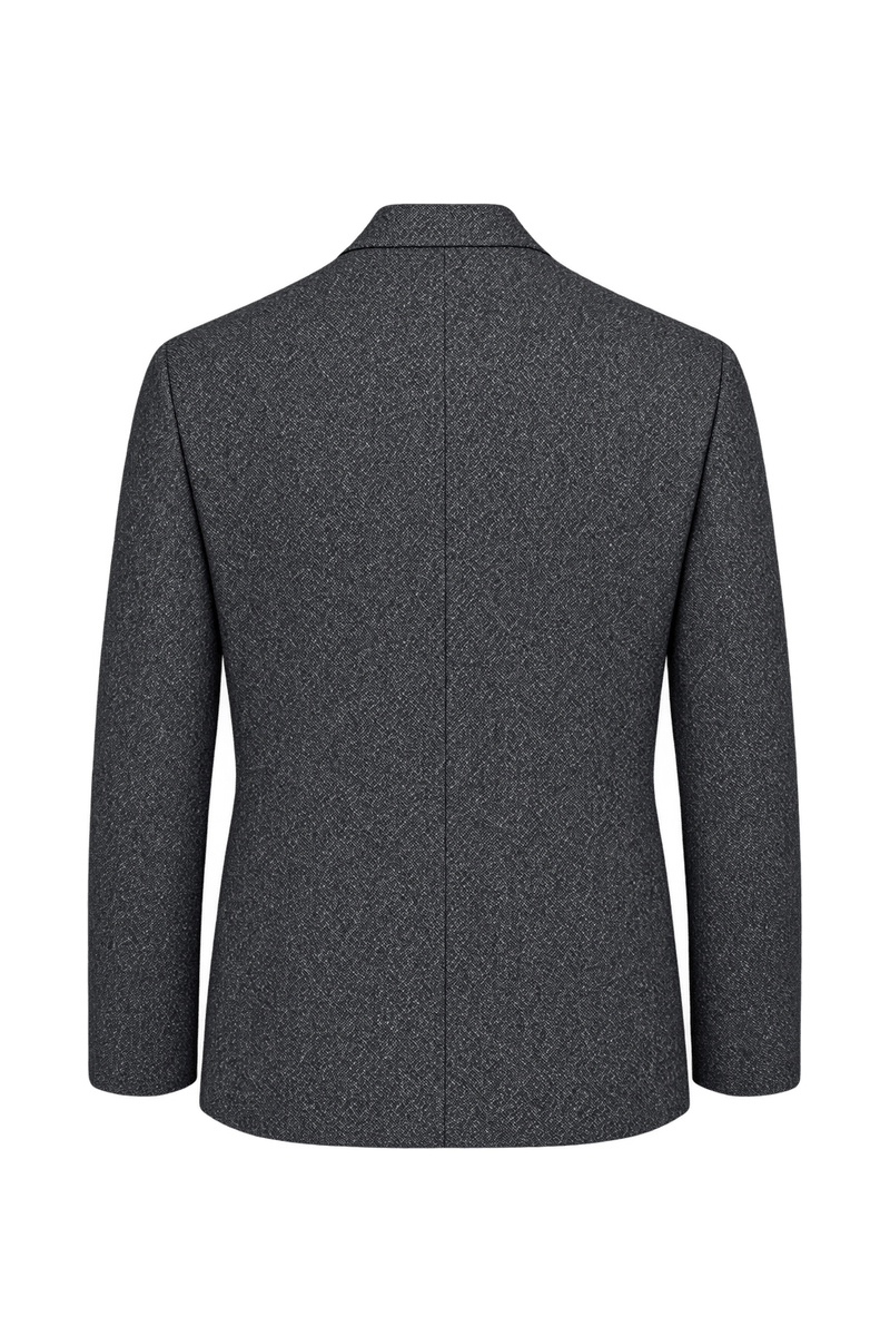 1980s Charcoal Gray Wool-Like Blazer - Back View