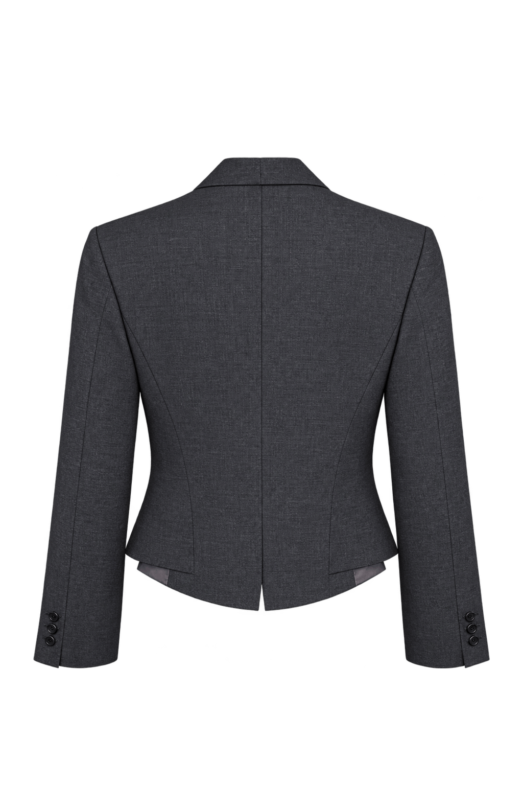 1980s Charcoal Gray Woven Blazer - Back View
