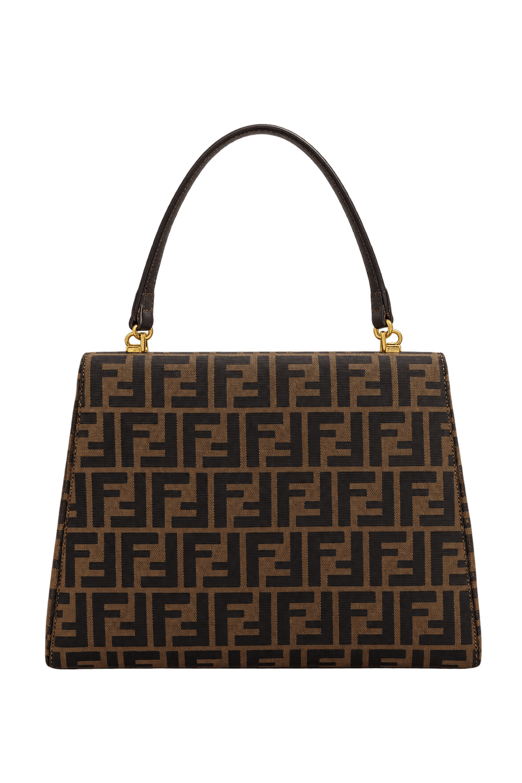 1990s Tobacco Brown Jacquard Handbag - Back View