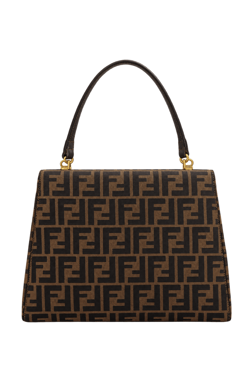 1990s Tobacco Brown Jacquard Handbag - Back View