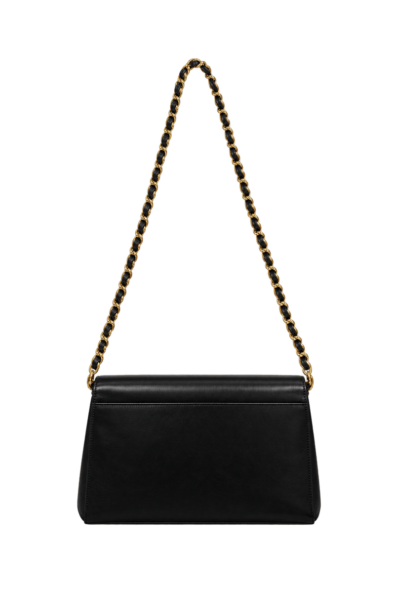1990s Black Leather-like Shoulder Bag - Back View