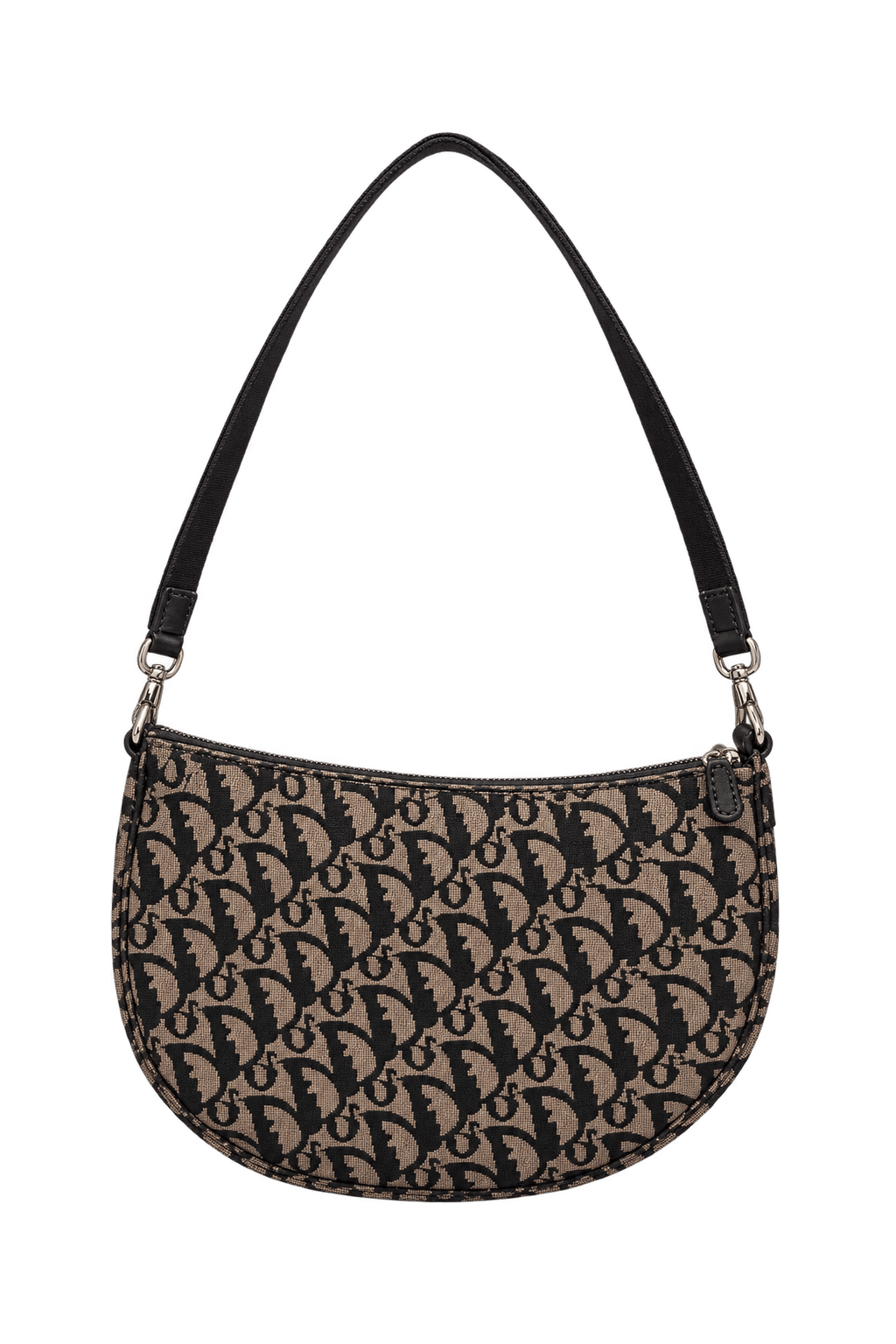 1990s Beige Woven Jacquard Canvas Shoulder Bag - Back View