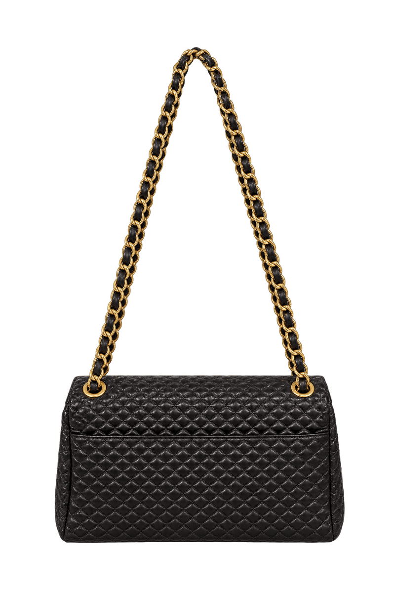 1990s Black Leather-like Shoulder Bag - Back View