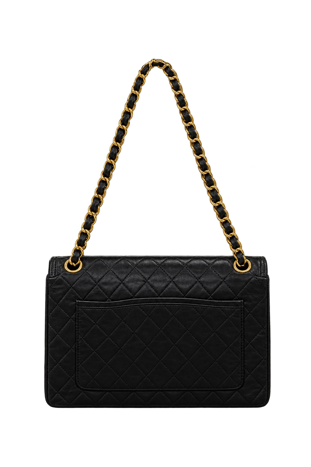 1990s Black Leather Shoulder Bag - Back View