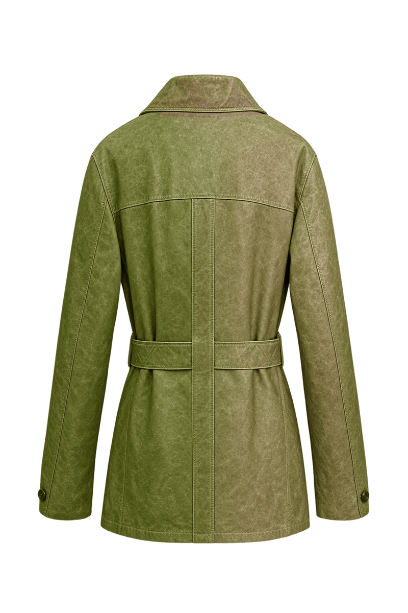 1970s Mottled Antique Gold Leather Jacket - Back View