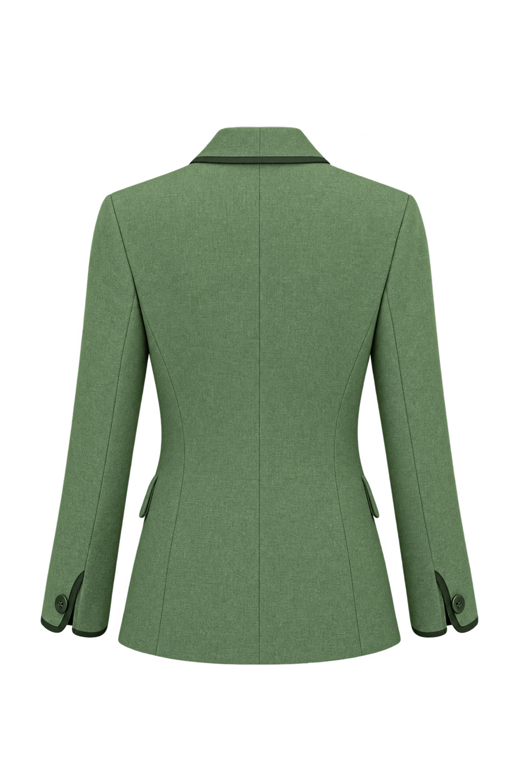 1980s Sage Green Woven Fabric Blazer - Back View