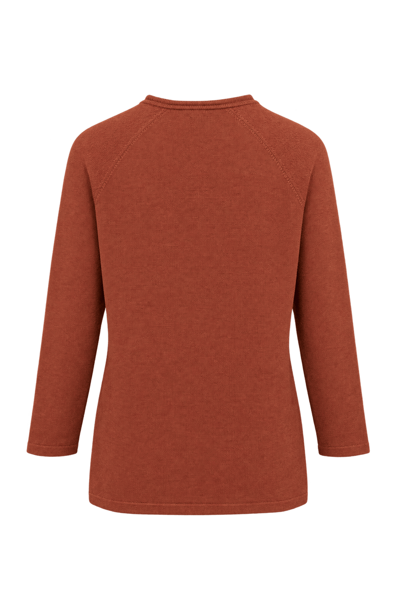 1980s Terracotta Orange Fine Knit Cardigan - Back View