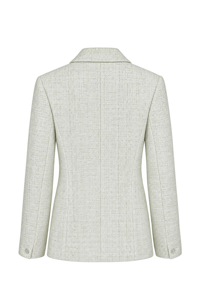 1990s Warm Ivory Textured Blazer - Back View