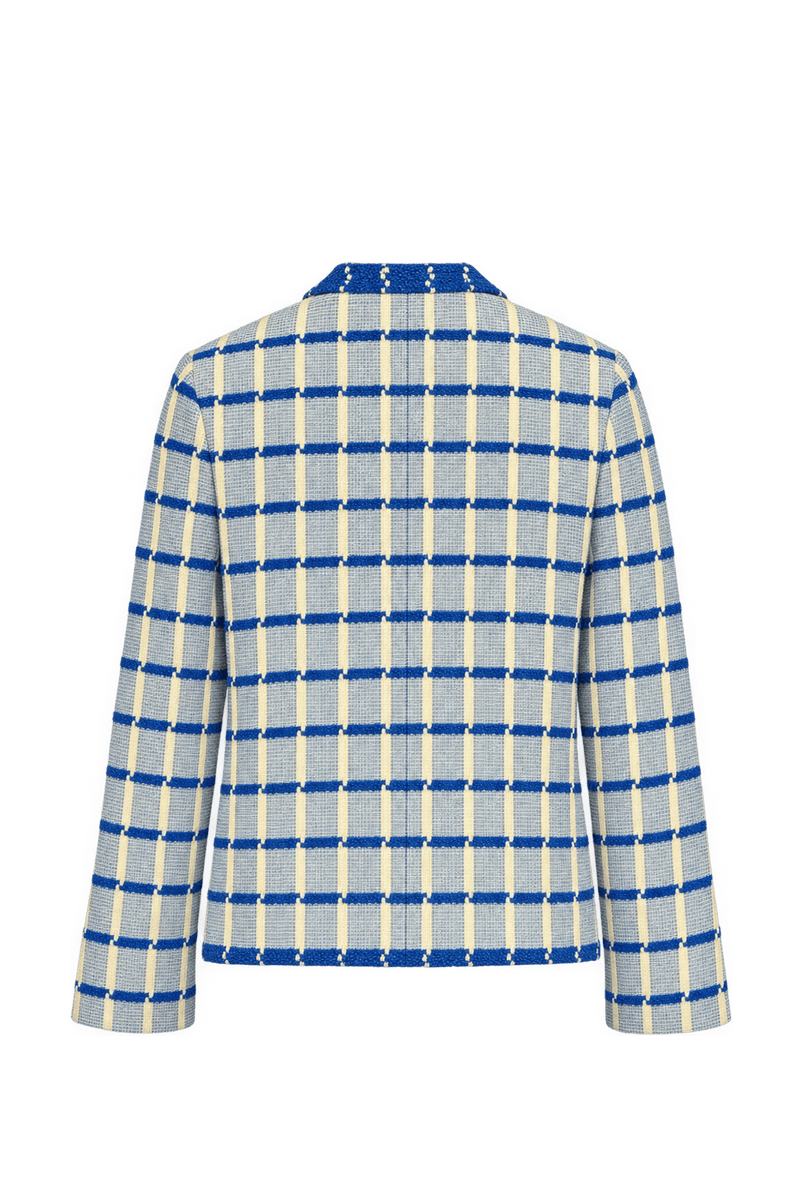 1980s Pale Blue Woven Blazer - Back View