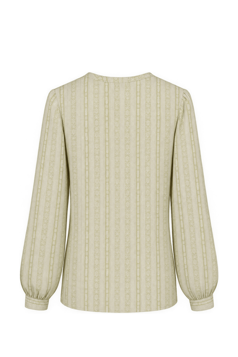 1980s Pale Pistachio Green Woven Blouse - Back View